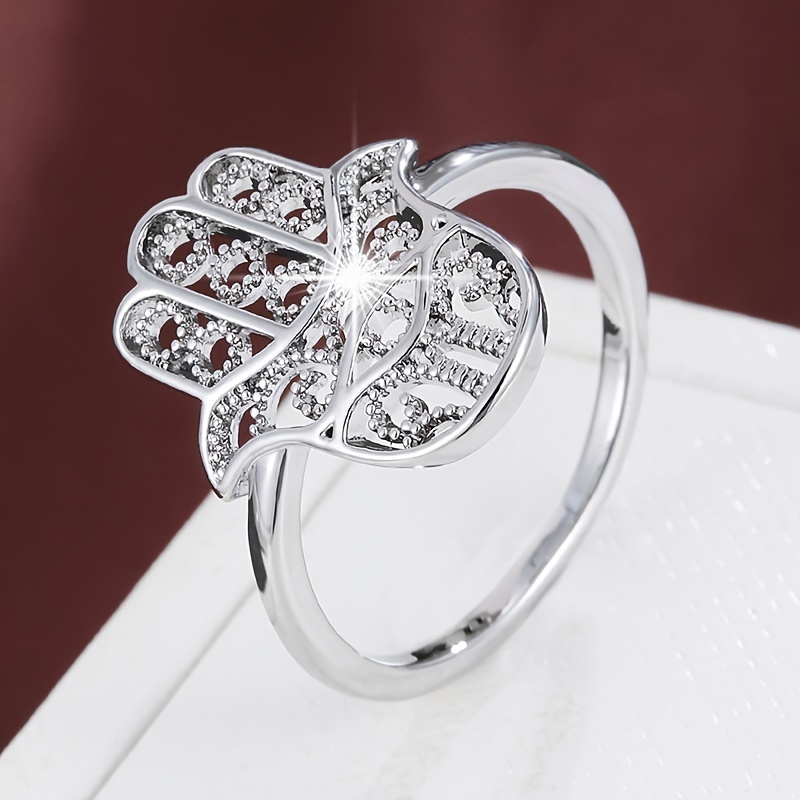 Copper Palm Shaped Hollow Out Ring for Women